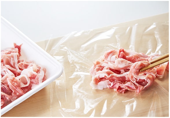 豚こま肉を冷蔵保存