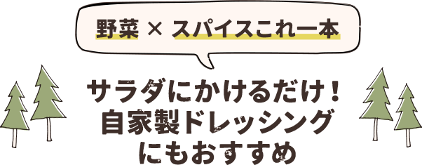 野菜×スパイスこれ一本 サラダにかけるだけ！自家製ドレッシングにもおすすめ