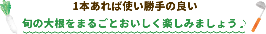 1本あれば使い勝手の良い旬の大根をまるごとおいしく楽しみましょう♪