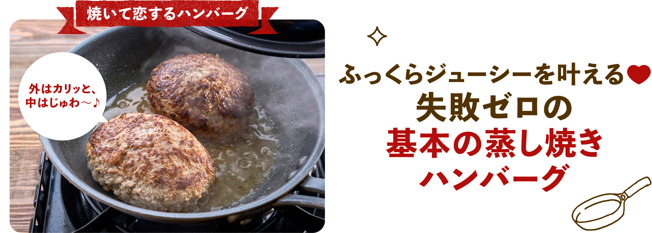基本の蒸し焼きハンバーグ