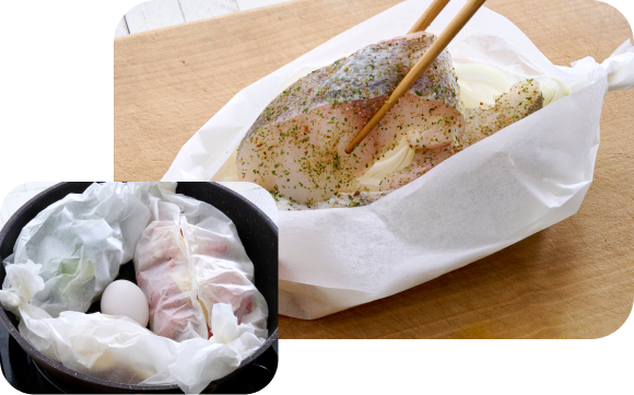 たまねぎの上にたらを置く