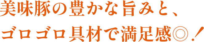 美味豚の豊かな旨みと、ゴロゴロ具材で満足感◎！