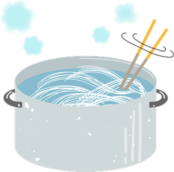 たっぷりのお湯で茹でる