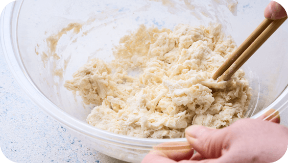 ゆっくり混ぜ合わせる